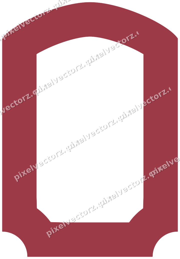 Decorative line art frame in dark pink and red with label plaque