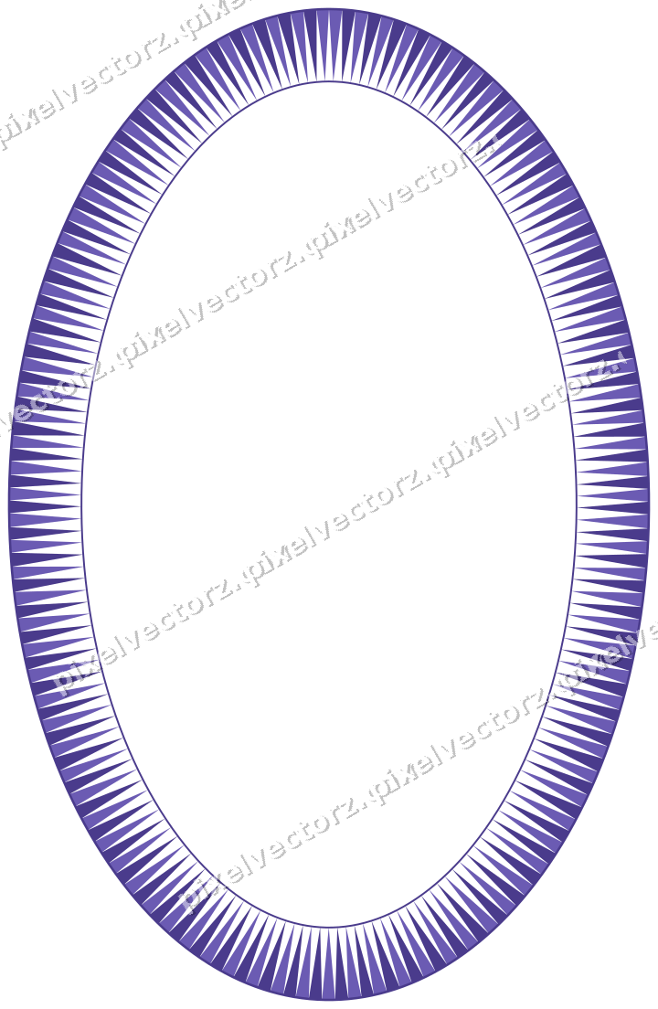 Decorative line art frame in orange and blue with oval and dentil