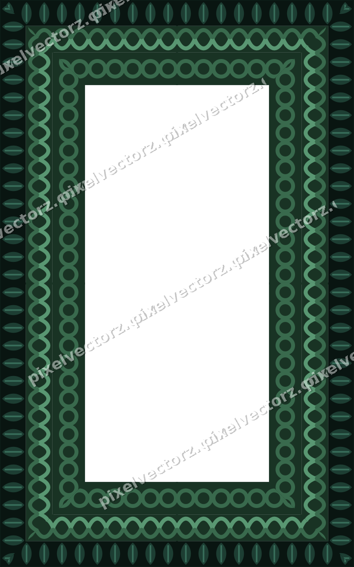 Decorative picture frame border in dark green and red with guilloche