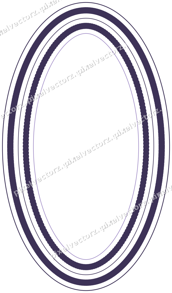 Decorative line art frame in amber and purple with oval