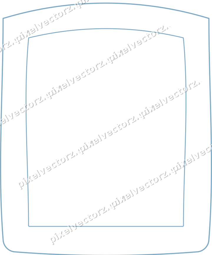 Decorative line art frame in orange and cyan with label plaque