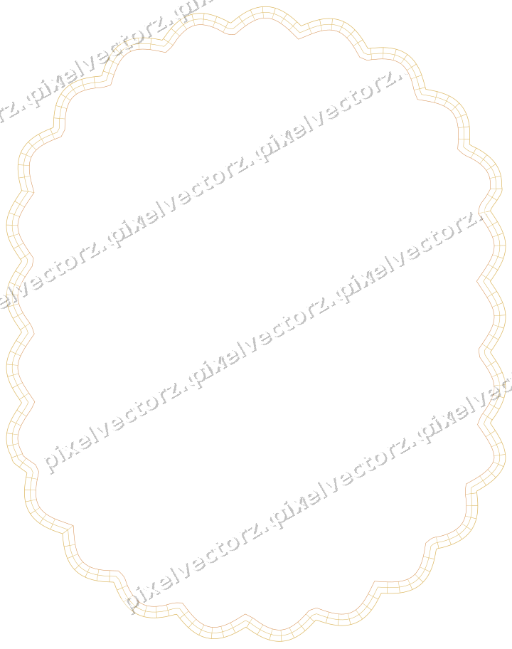 Decorative line art frame in orange and amber with label plaque