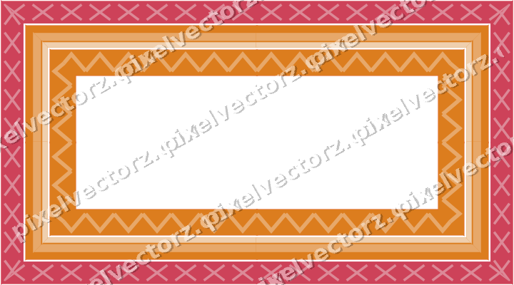 Decorative picture frame border in red and orange with cross band