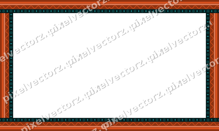 Decorative picture frame border in orange and teal with wave band