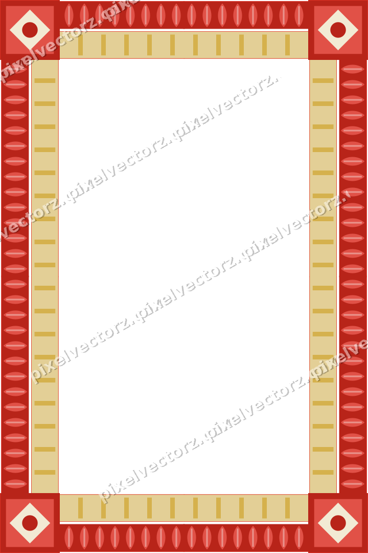 Decorative picture frame border in red and orange with leaf moulding