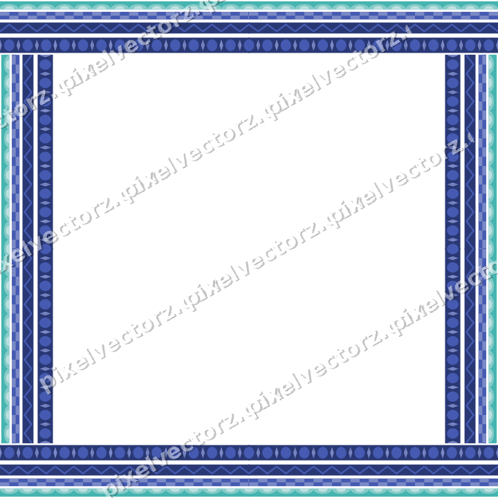 Decorative picture frame border in blue and cyan with scale band