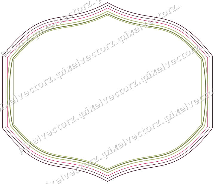 Decorative line art frame in lime and pink with label plaque