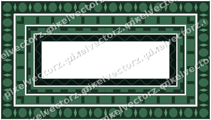 Decorative picture frame border in dark green and red with step band