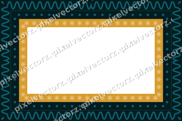 Decorative picture frame border in amber and dark teal with dot row