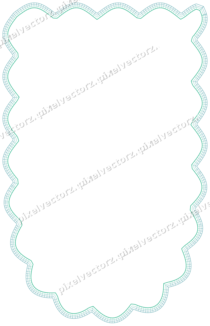 Decorative line art frame in green and teal with shield