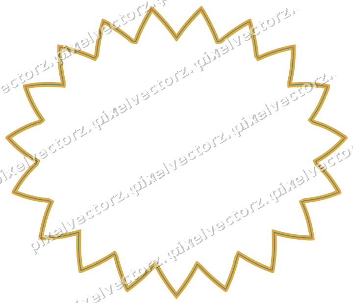 Decorative line art frame in amber and green with oval and zigzag edge