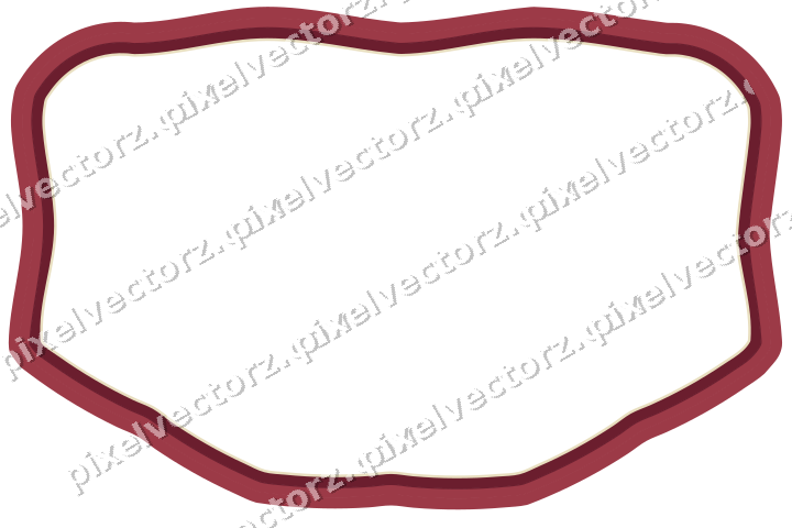 Decorative line art frame in dark pink and red with label plaque