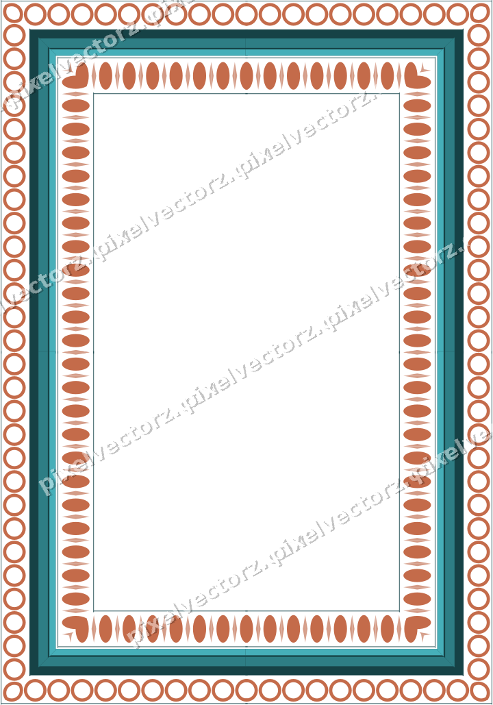 Decorative picture frame border in dark teal with ring chain