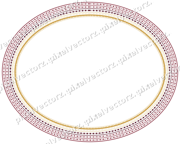 Decorative line art frame in dark pink and amber with oval