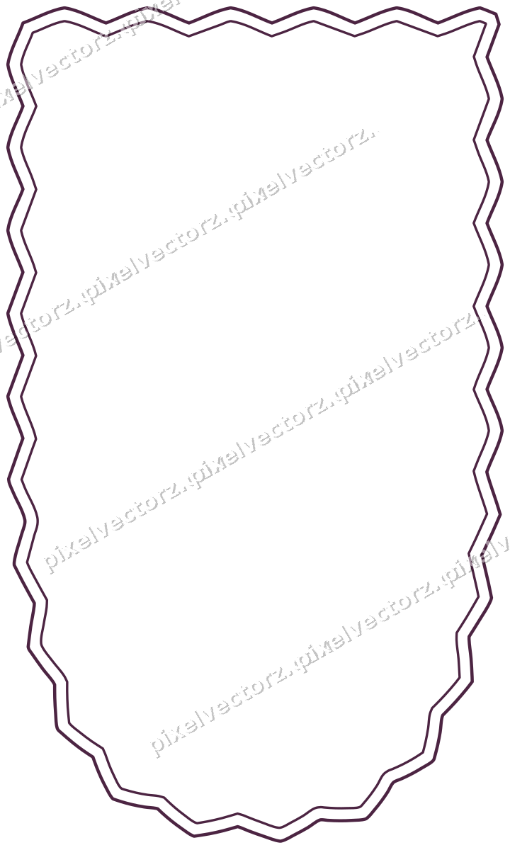 Decorative line art frame in dark magenta and lime with shield