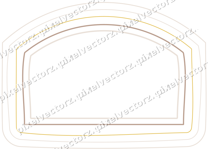 Decorative line art frame in amber and pale orange with label plaque