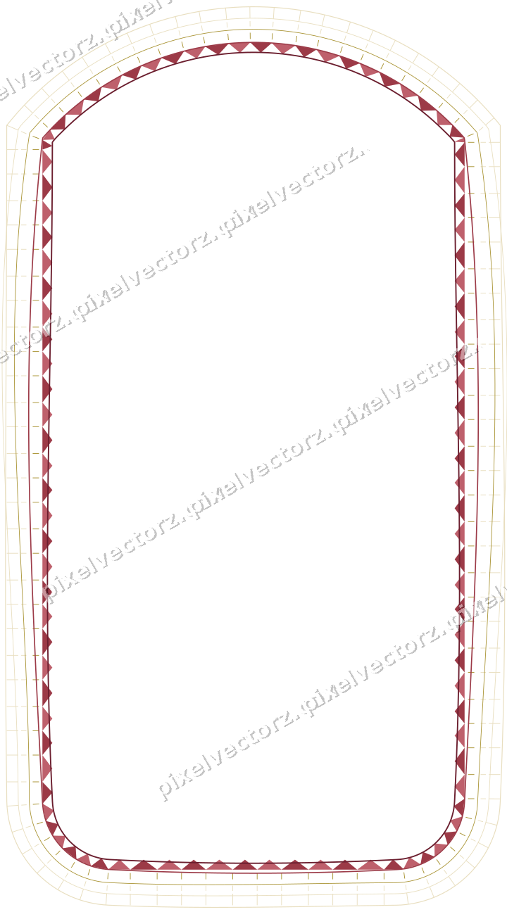 Decorative line art frame in dark pink and red with label plaque