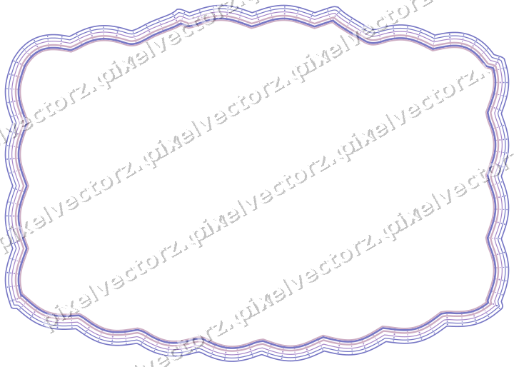 Decorative line art frame in purple and blue with label plaque