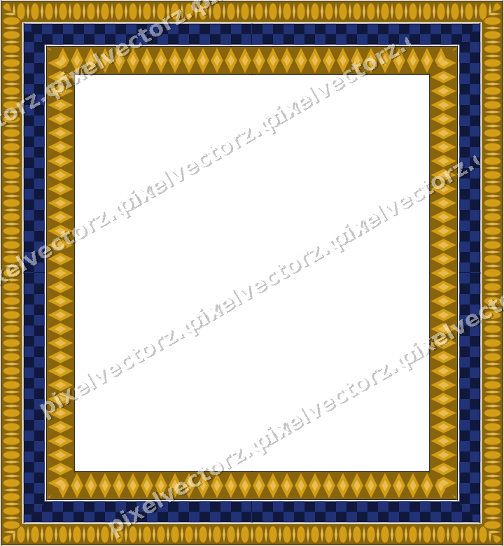 Decorative picture frame border in amber and blue with egg and dart