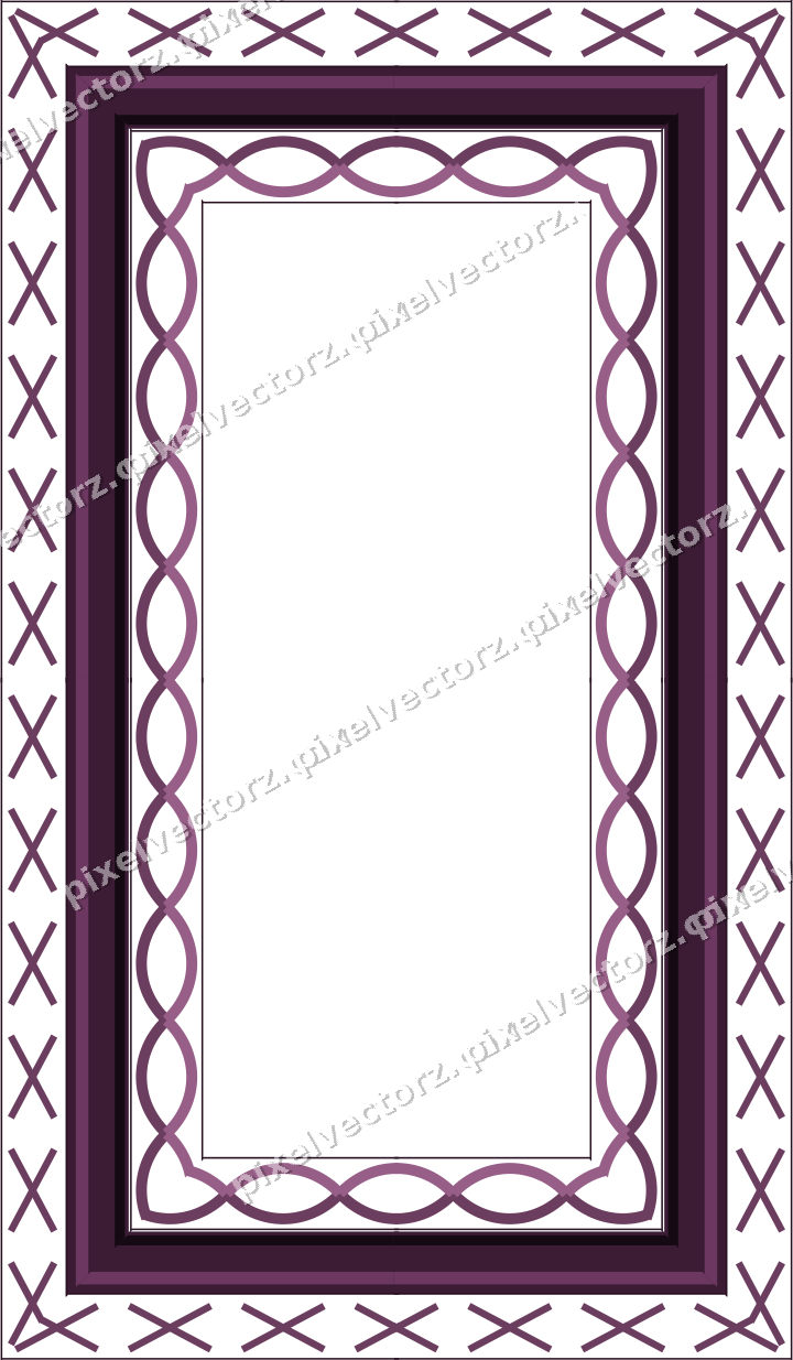 Decorative picture frame border in dark magenta with cross band