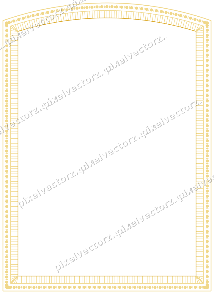 Decorative line art frame in amber and purple with label plaque