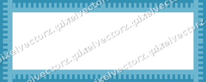 Decorative picture frame border in blue and cyan with step band