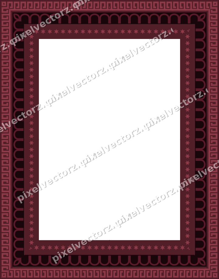 Decorative picture frame border in dark pink and amber with greek key