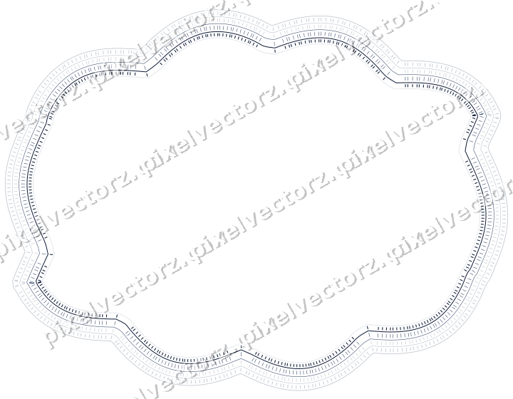 Decorative line art frame in dark blue and white with label plaque