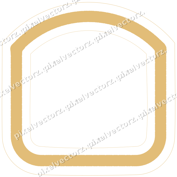 Decorative line art frame in amber and dark teal with label plaque