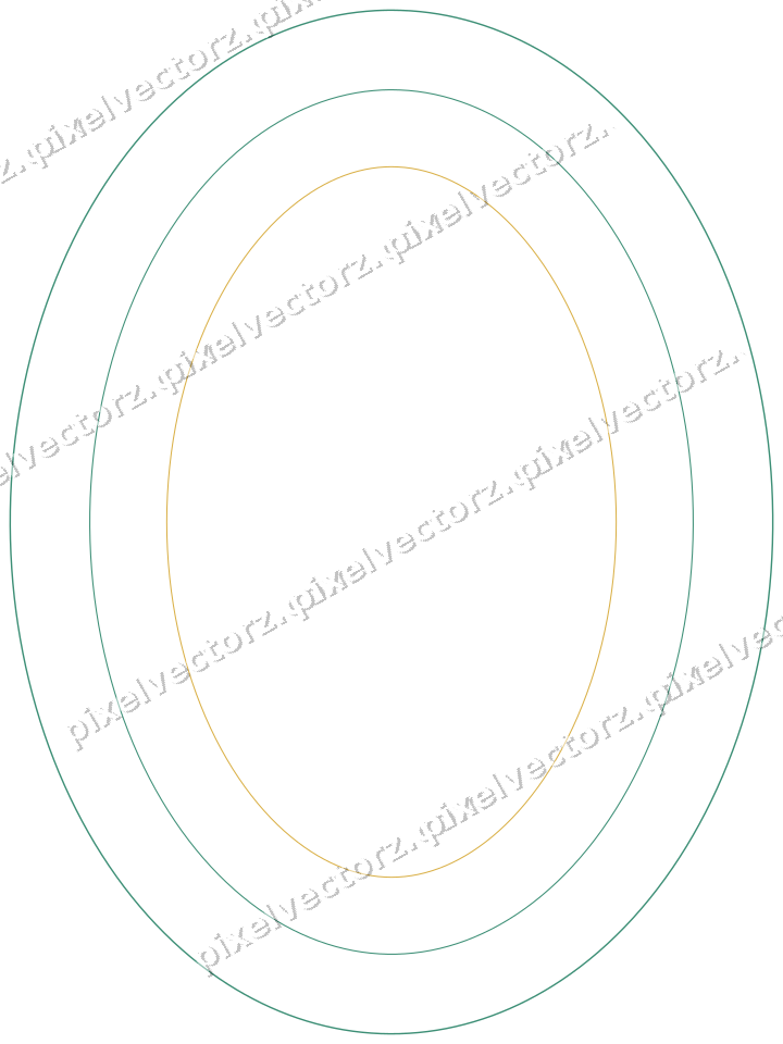 Decorative line art frame in amber and green with oval