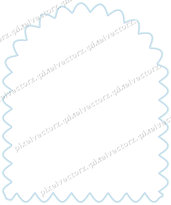 Decorative line art frame in blue and cyan with label plaque