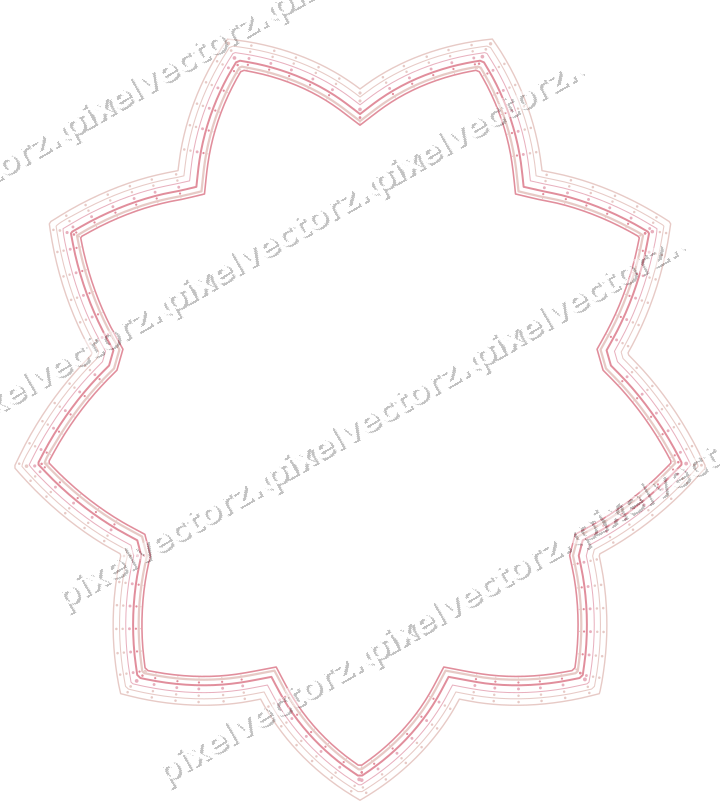 Decorative line art frame in pale pink and pale red with oval