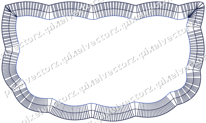 Decorative line art frame in amber and blue with shield
