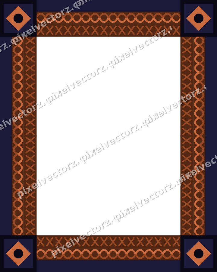 Decorative picture frame border in orange and blue with guilloche