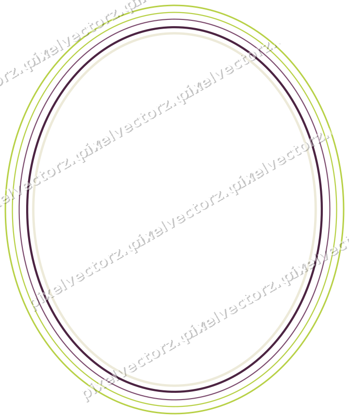 Decorative line art frame in dark magenta and lime with oval