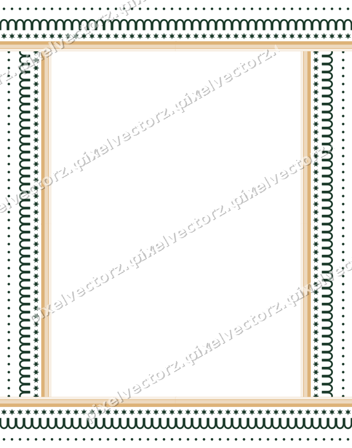 Decorative picture frame border in dark green with star band