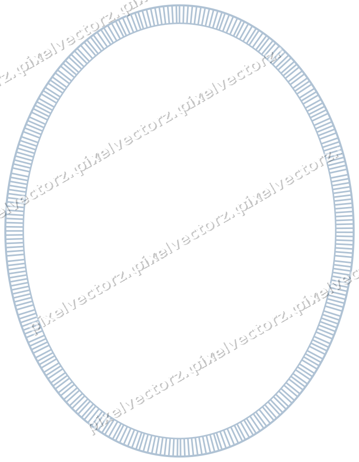 Decorative line art frame in purple and blue with oval and hatching