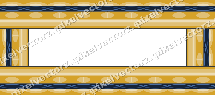 Decorative picture frame border in dark blue and amber with scale band