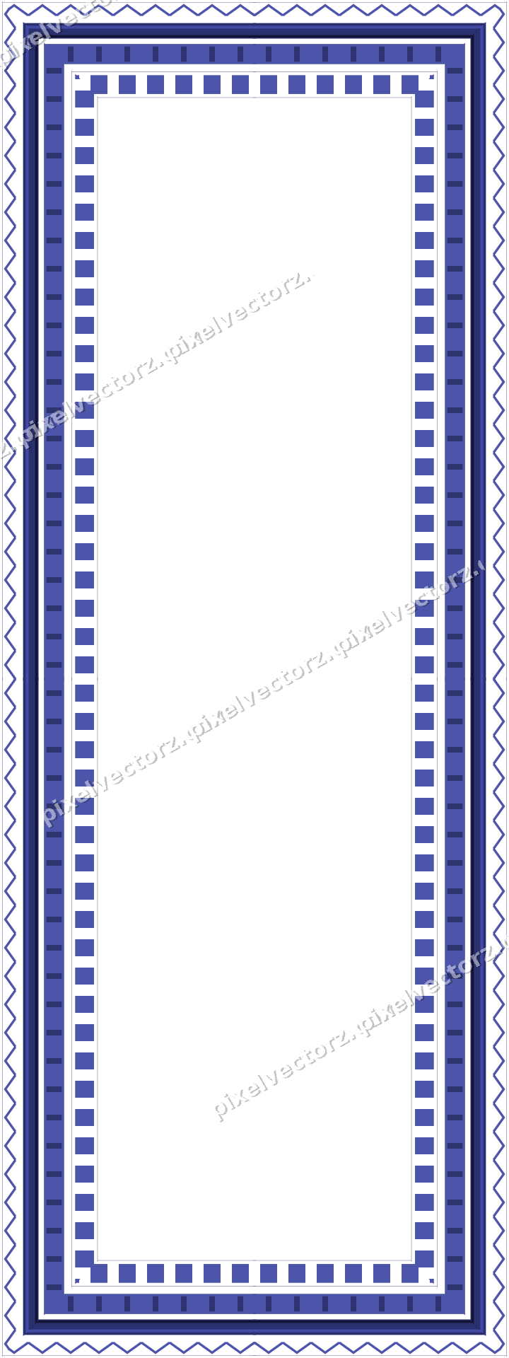 Decorative picture frame border in dark blue and amber with zigzag