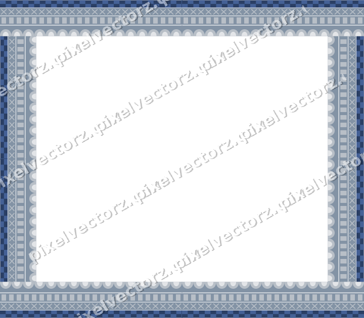 Decorative picture frame border in dark blue and white with cross band