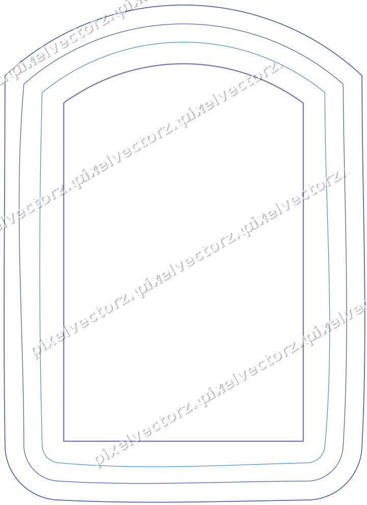Decorative line art frame in blue and cyan with label plaque