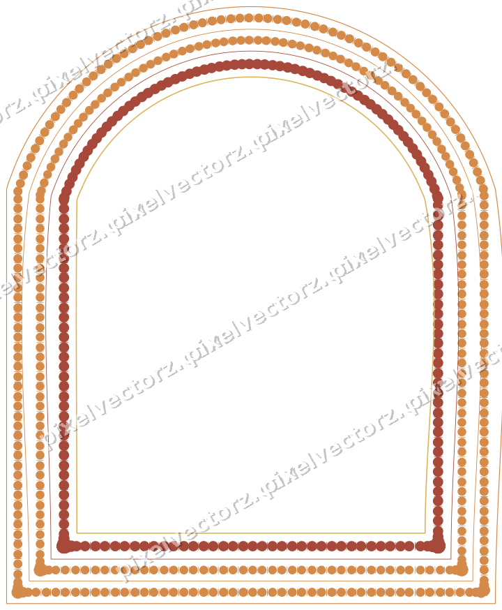 Decorative line art frame in orange and amber with label plaque