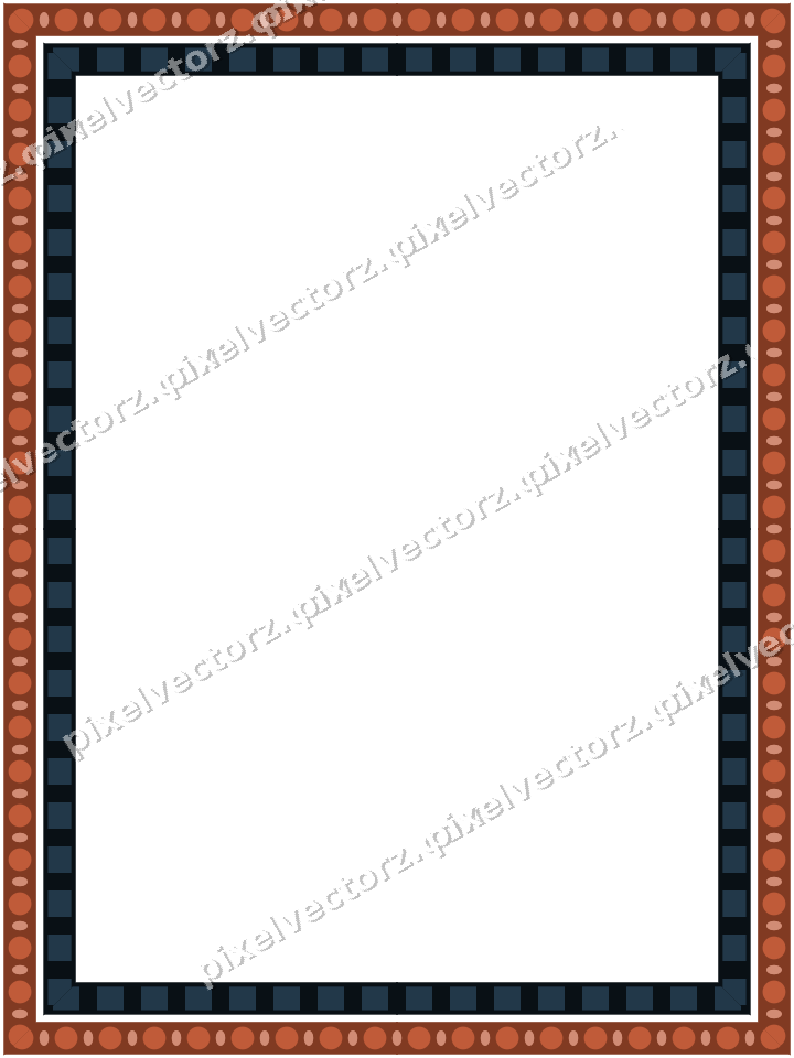 Decorative picture frame border in orange and cyan with bead and reel