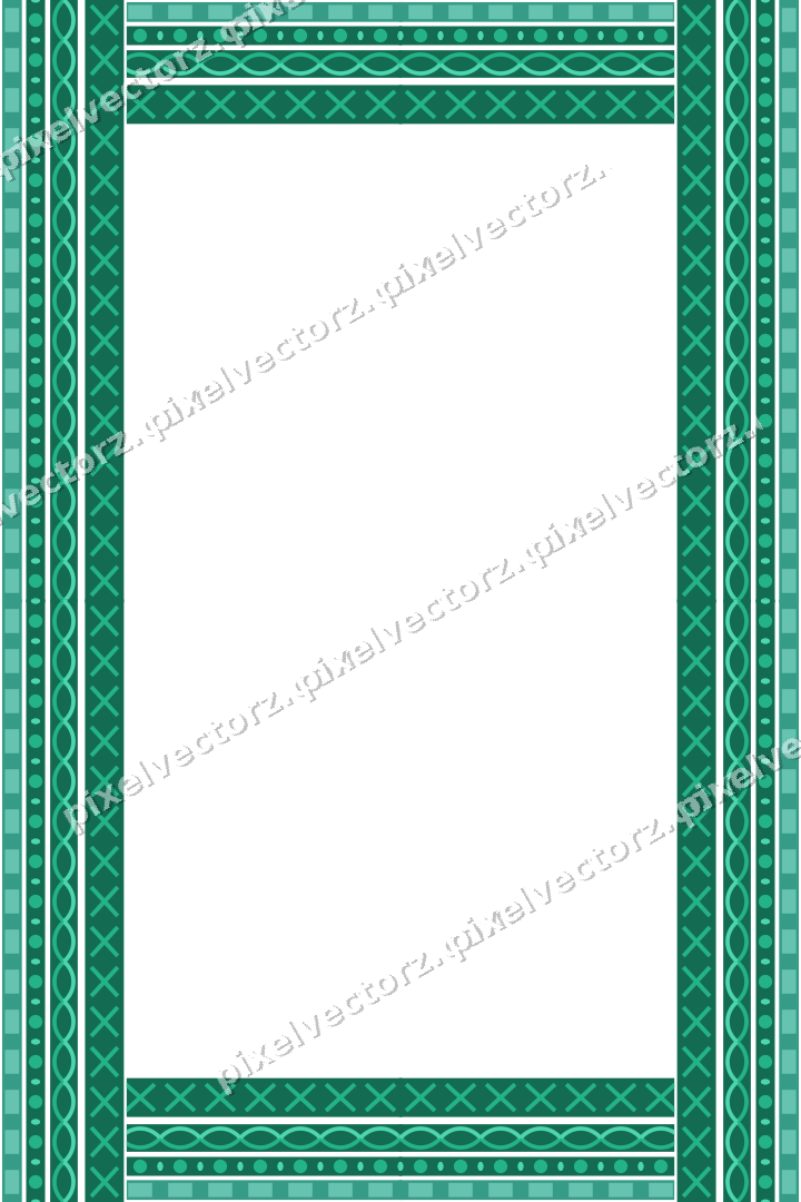 Decorative picture frame border in green and teal with dentil