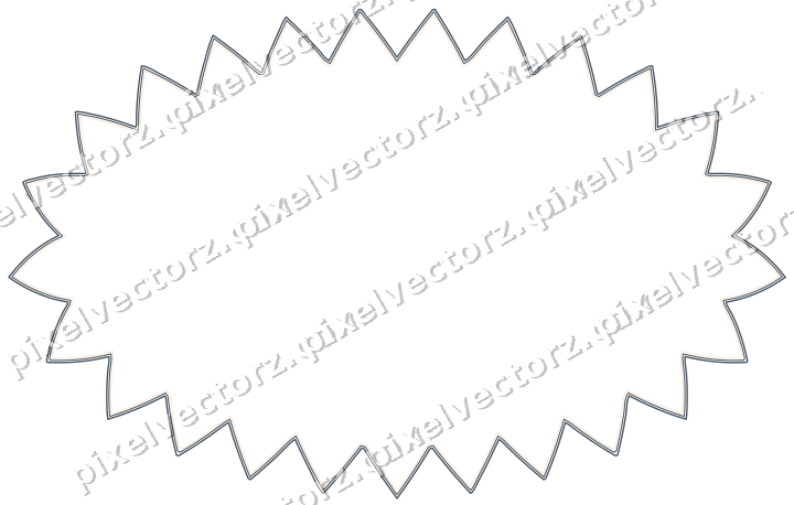 Decorative line art frame in blue and orange with oval and zigzag edge