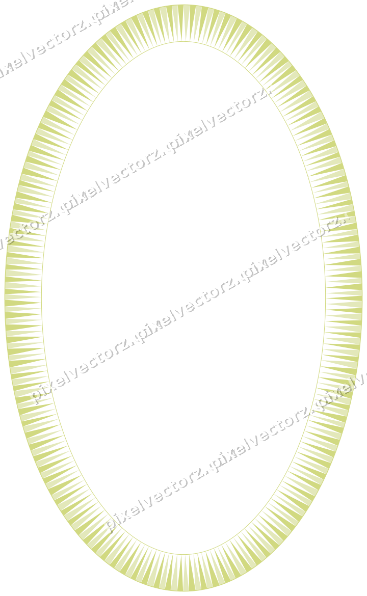 Decorative line art frame in lime and yellow with oval and dentil