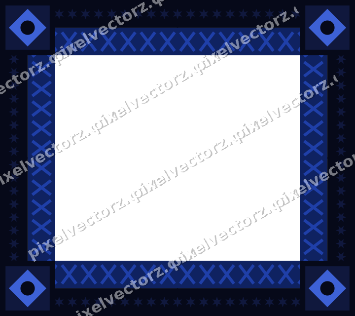 Decorative picture frame border in amber and blue with star band