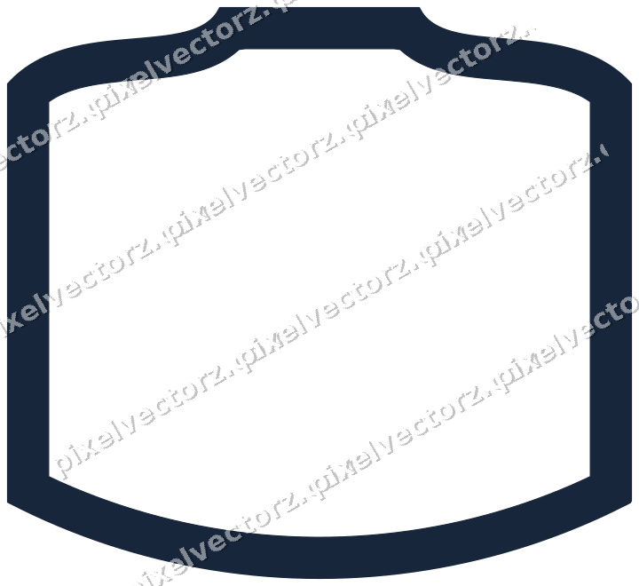 Decorative line art frame in dark blue and orange with label plaque