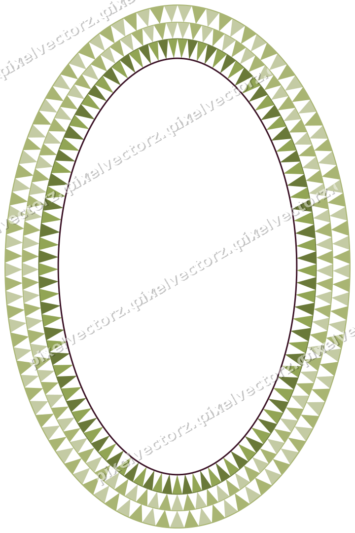 Decorative line art frame in lime and pink with oval and dentil