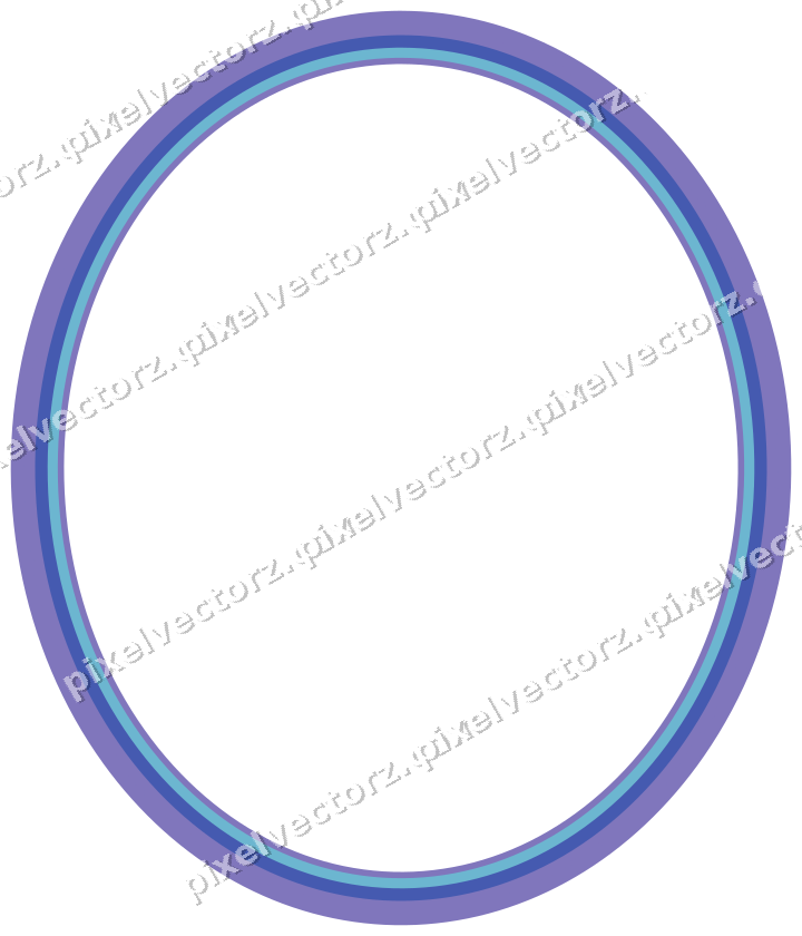 Decorative line art frame in blue and cyan with oval and solid band